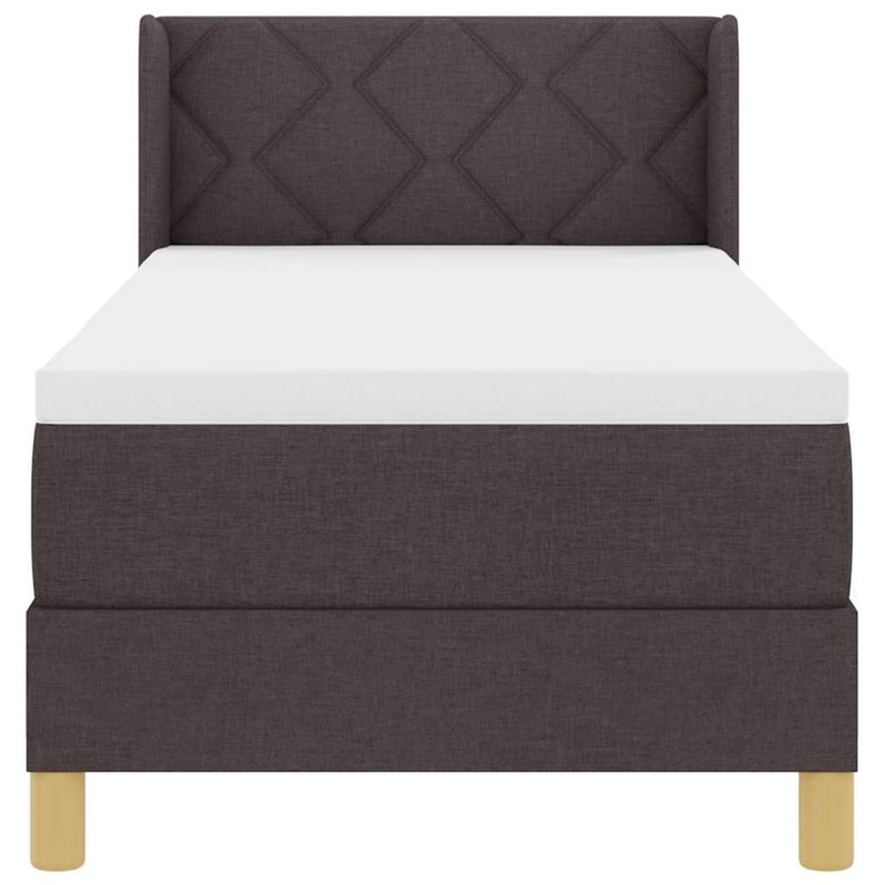 vidaXL Boxrugós ágy matracmal Sötétbarna és fehér 80 x 200 cm szövet