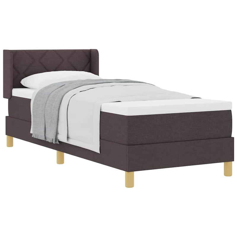 vidaXL Boxrugós ágy matracmal Sötétbarna és fehér 80 x 200 cm szövet
