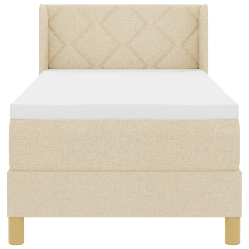 vidaXL Rugós Ágy matracmal fejtámlával Krém 80 x 200 cm szövet