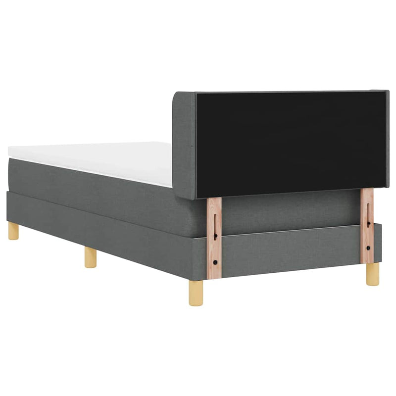 vidaXL Rugós Ágy matracmal fejtámlával Sötétszürke 90 x 190 cm szövet