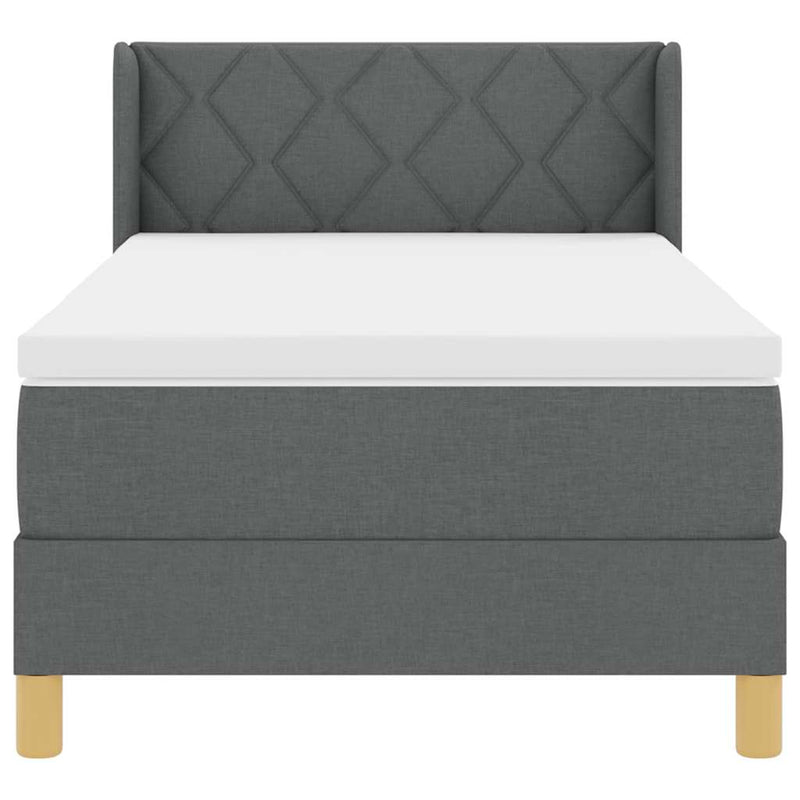 vidaXL Rugós Ágy matracmal fejtámlával Sötétszürke 90 x 190 cm szövet