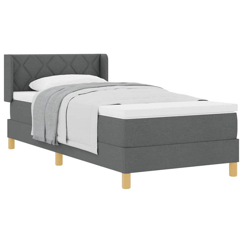 vidaXL Rugós Ágy matracmal fejtámlával Sötétszürke 90 x 190 cm szövet