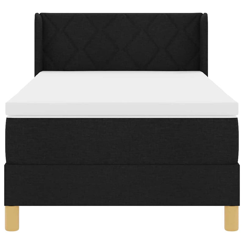 vidaXL Rugós Ágy matracmal fejtámlával Fekete 90 x 190 cm szövet