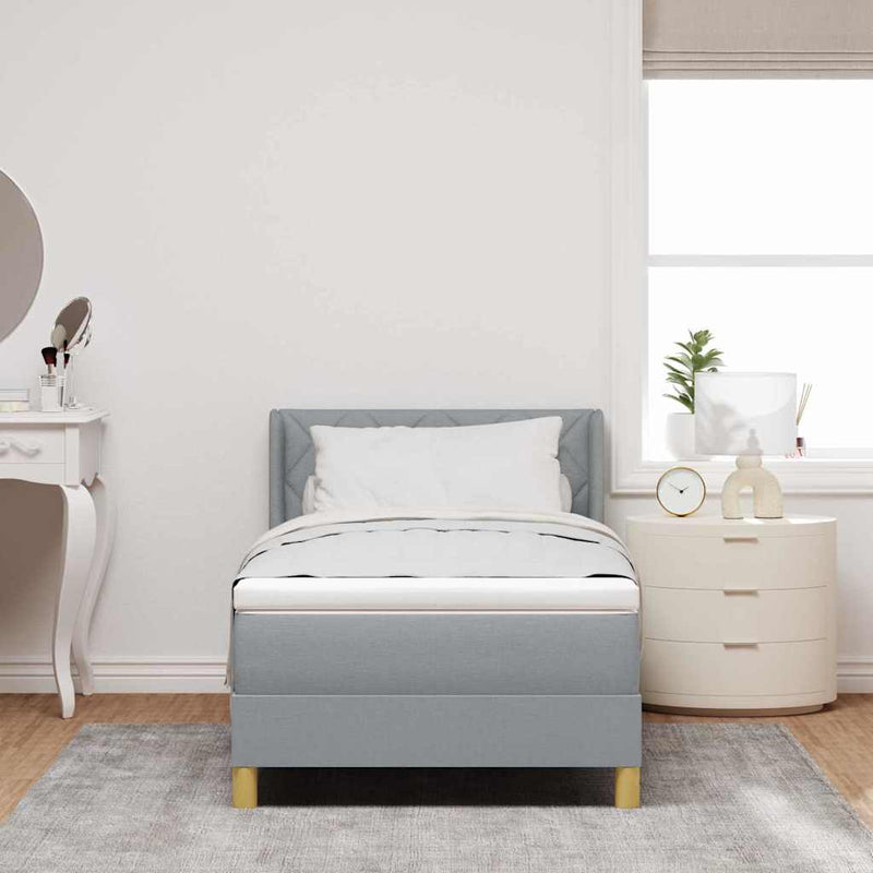 vidaXL Rugós Ágy matracmal Világosszürke 90 x 200 cm szövet