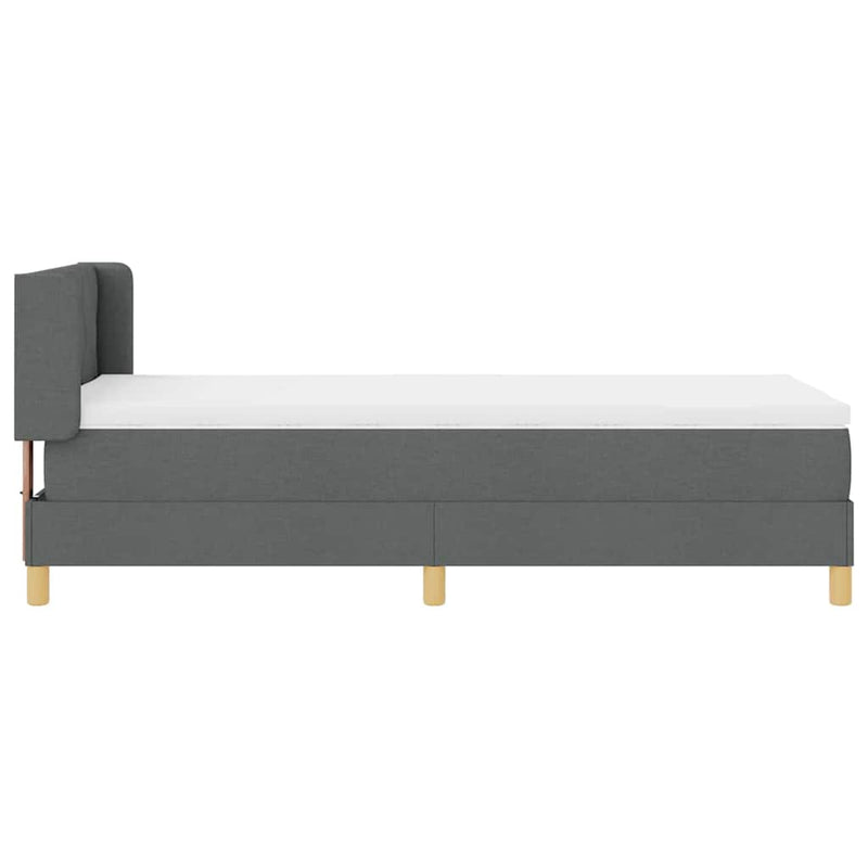 vidaXL Rugós Ágy matracmal fejtámlával Sötétszürke 100 x 200 cm szövet