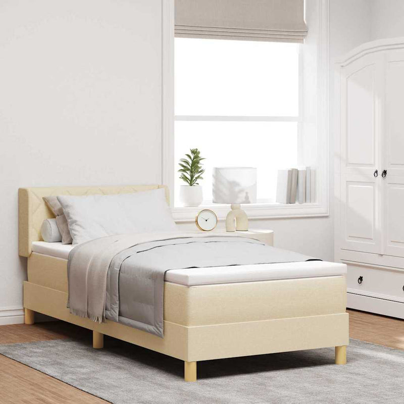 vidaXL Rugós Ágy matracmal fejtámlával Krém 100 x 200 cm szövet