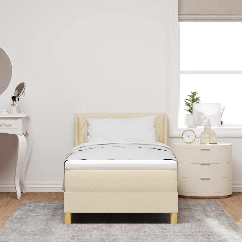 vidaXL Rugós Ágy matracmal fejtámlával Krém 100 x 200 cm szövet