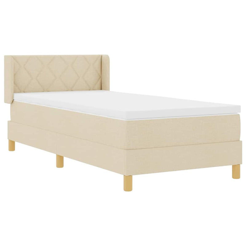vidaXL Rugós Ágy matracmal fejtámlával Krém 100 x 200 cm szövet