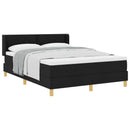 vidaXL Boxrugós ágy fejtámlával Fekete 190 x 140 cm szövet