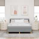 vidaXL Boxrugós ágy fejtámlával Világosszürke 200 x 140 cm szövet