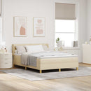 vidaXL Boxrugós ágy fejtámlával Krém 200 x 160 cm szövet