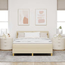 vidaXL Boxrugós ágy fejtámlával Krém 200 x 160 cm szövet