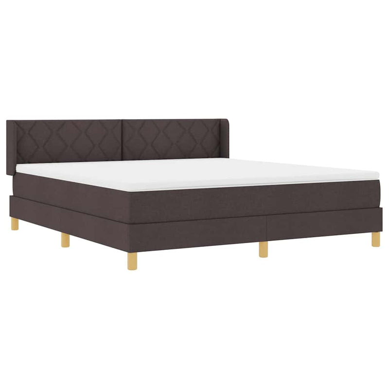vidaXL Boxrugós ágy Sötétbarna és fehér 180 x 200 cm Poliészter