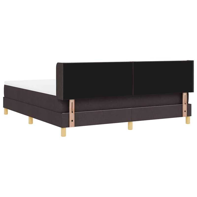vidaXL Boxrugós ágy Sötétbarna és fehér 180 x 200 cm Poliészter