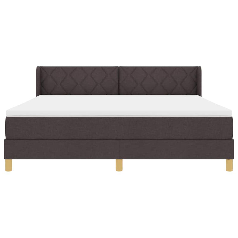 vidaXL Boxrugós ágy Sötétbarna és fehér 180 x 200 cm Poliészter