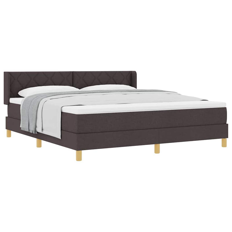 vidaXL Boxrugós ágy Sötétbarna és fehér 180 x 200 cm Poliészter