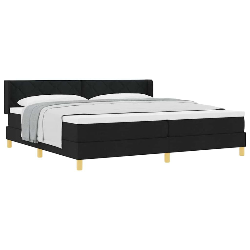 vidaXL Boxrugós ágy matracmal Fekete és Fehér 200 x 200 cm Hab
