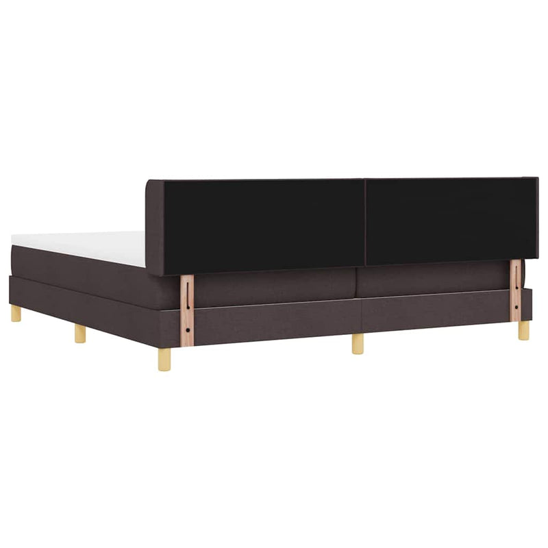 vidaXL Boxrugós ágy matracmal Sötétbarna és fehér 200 x 200 cm Szövet