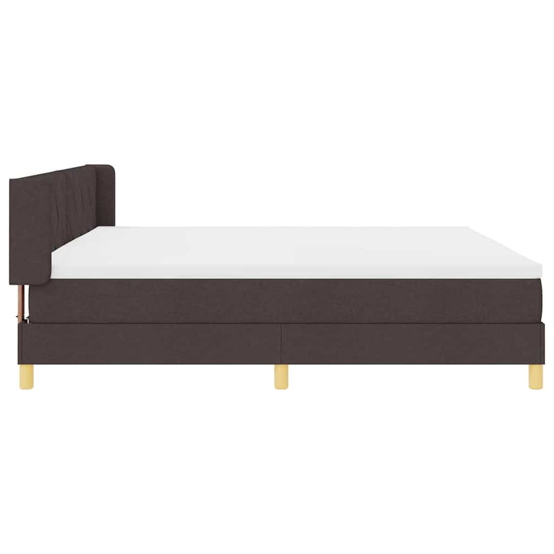 vidaXL Boxrugós ágy matracmal Sötétbarna és fehér 200 x 200 cm Szövet