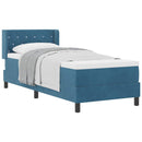 vidaXL Boxrugós ágy fejtámlával Sötét kék 200 x 80 cm Bársony