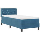 vidaXL Boxrugós ágy fejtámlával Sötét kék 200 x 80 cm Bársony