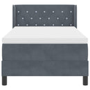 vidaXL Boxrugós ágy matracmal Sötétszürke 190 x 90 cm Poliészter