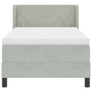 vidaXL Boxrugós ágy fejtámlával Világosszürke 200 x 90 cm Bársony