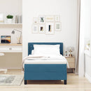 vidaXL Boxrugós ágy fejtámlával Sötét kék 200 x 100 cm Bársony