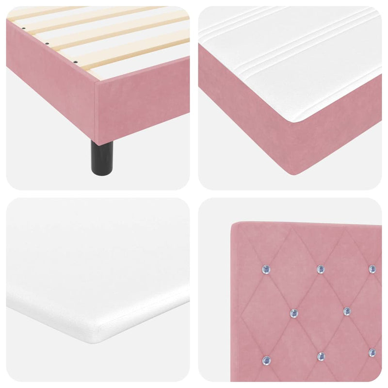 vidaXL Box Spring ágy matraccal fekete 100x200 cm bársonyos Rózsaszín