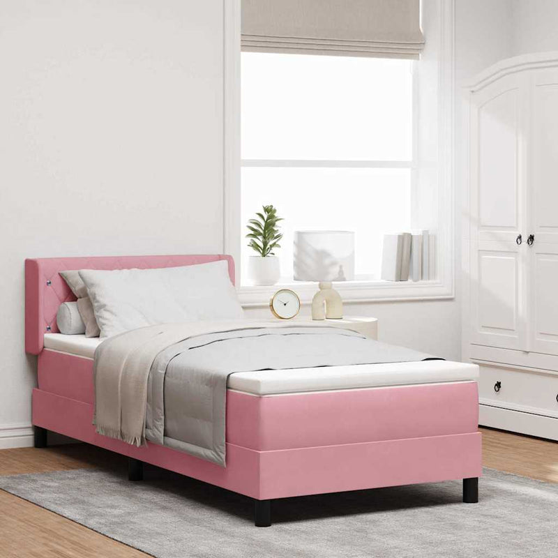 vidaXL Box Spring ágy matraccal fekete 100x200 cm bársonyos Rózsaszín
