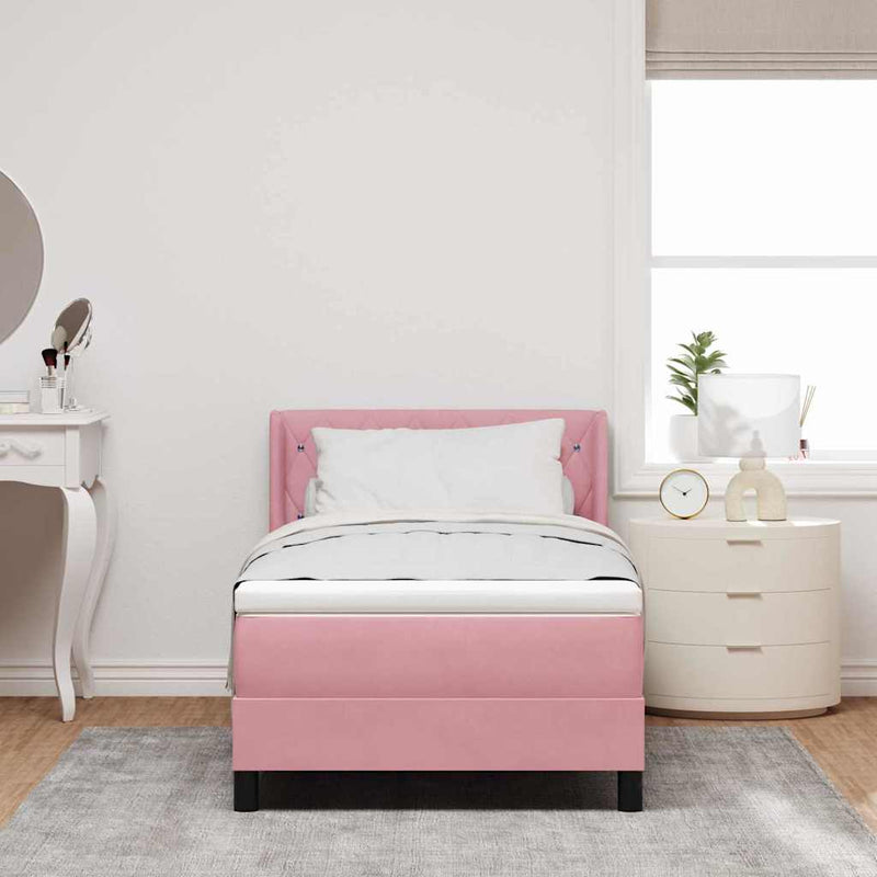 vidaXL Box Spring ágy matraccal fekete 100x200 cm bársonyos Rózsaszín