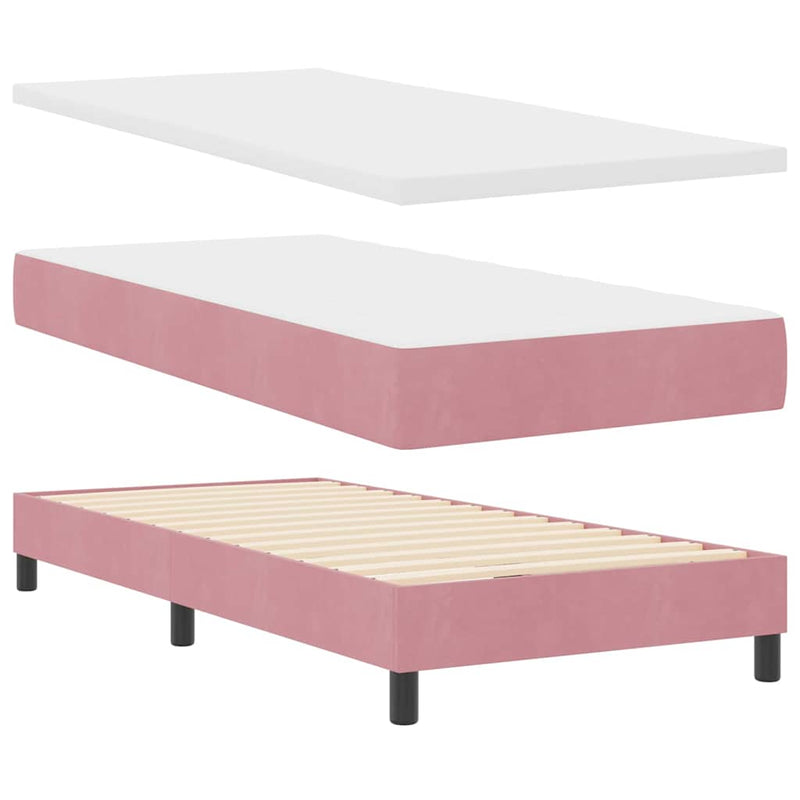 vidaXL Box Spring ágy matraccal fekete 100x200 cm bársonyos Rózsaszín