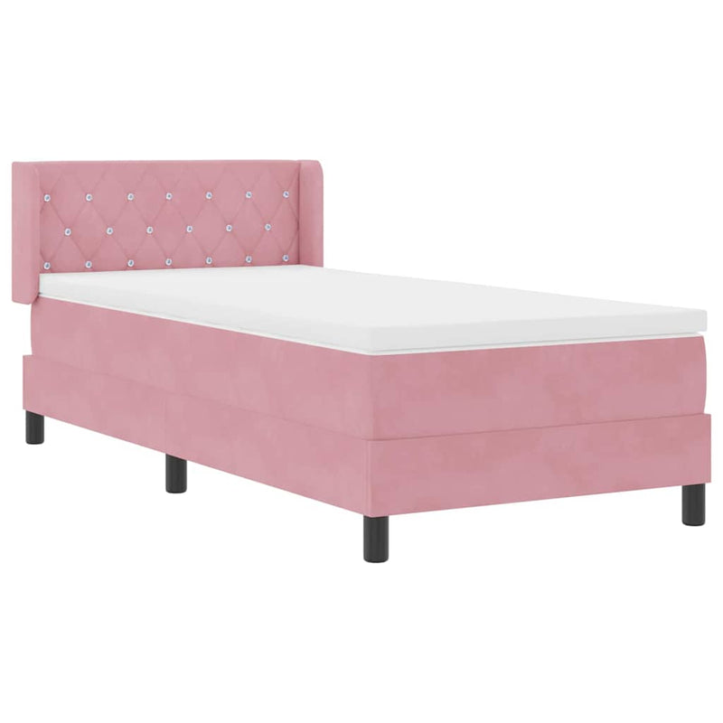 vidaXL Box Spring ágy matraccal fekete 100x200 cm bársonyos Rózsaszín
