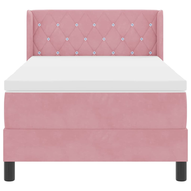 vidaXL Box Spring ágy matraccal fekete 100x200 cm bársonyos Rózsaszín