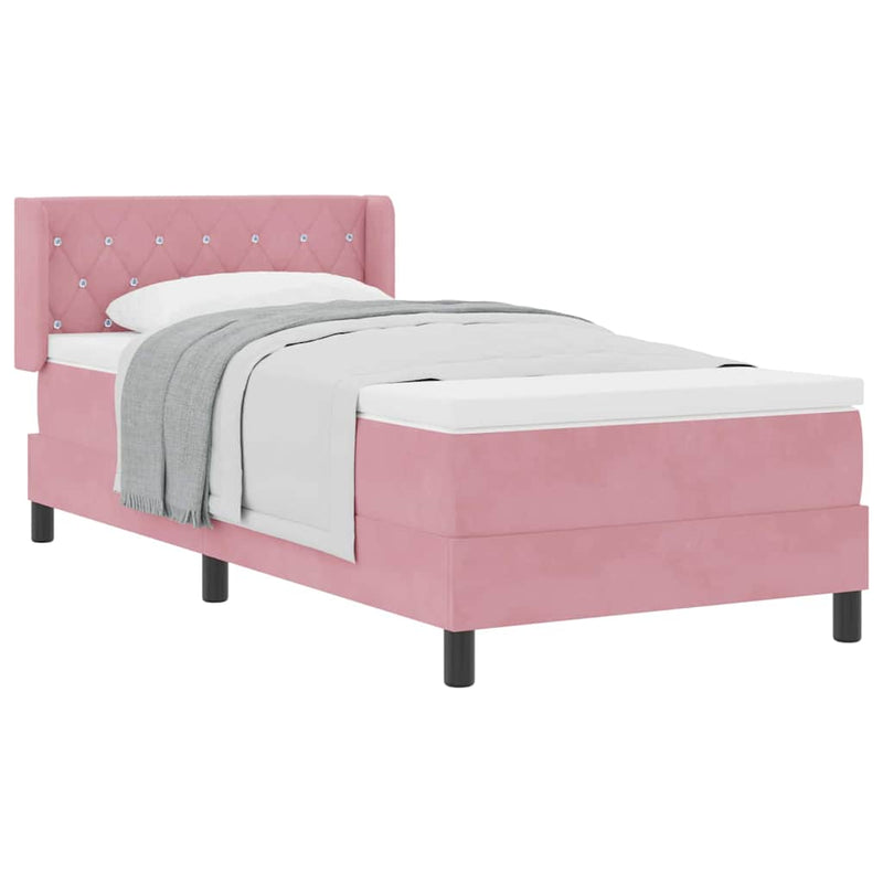 vidaXL Box Spring ágy matraccal fekete 100x200 cm bársonyos Rózsaszín