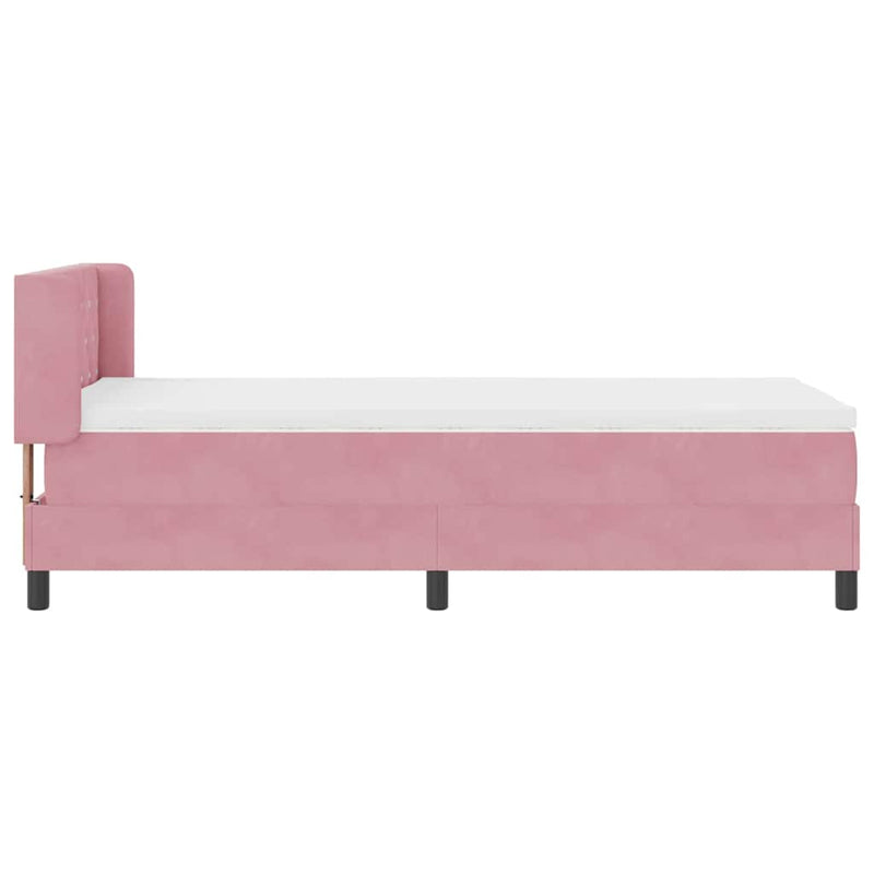 vidaXL Box Spring ágy matraccal fekete 100x200 cm bársonyos Rózsaszín