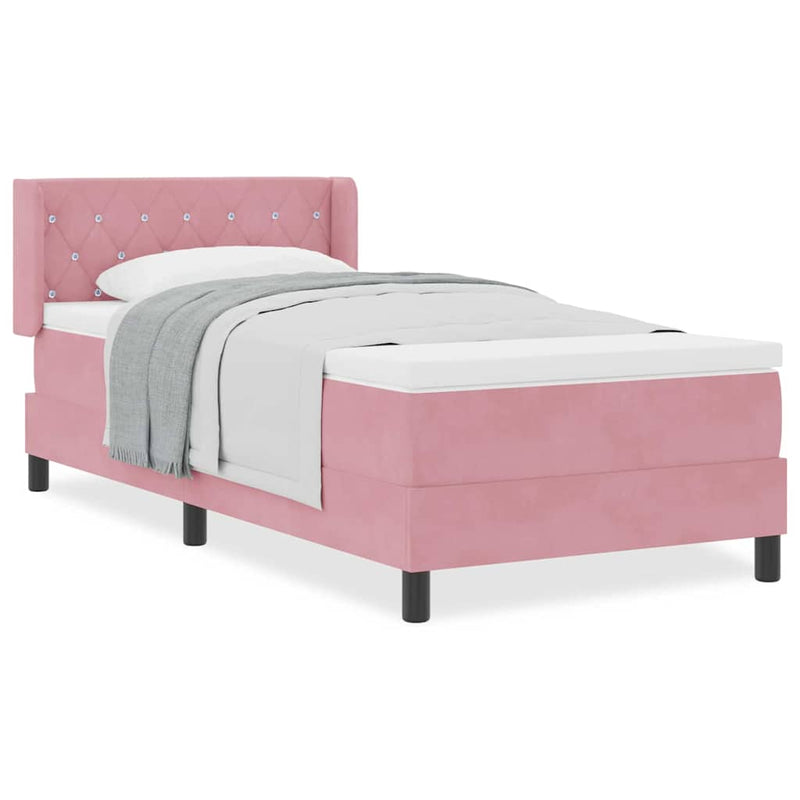 vidaXL Box Spring ágy matraccal fekete 100x200 cm bársonyos Rózsaszín
