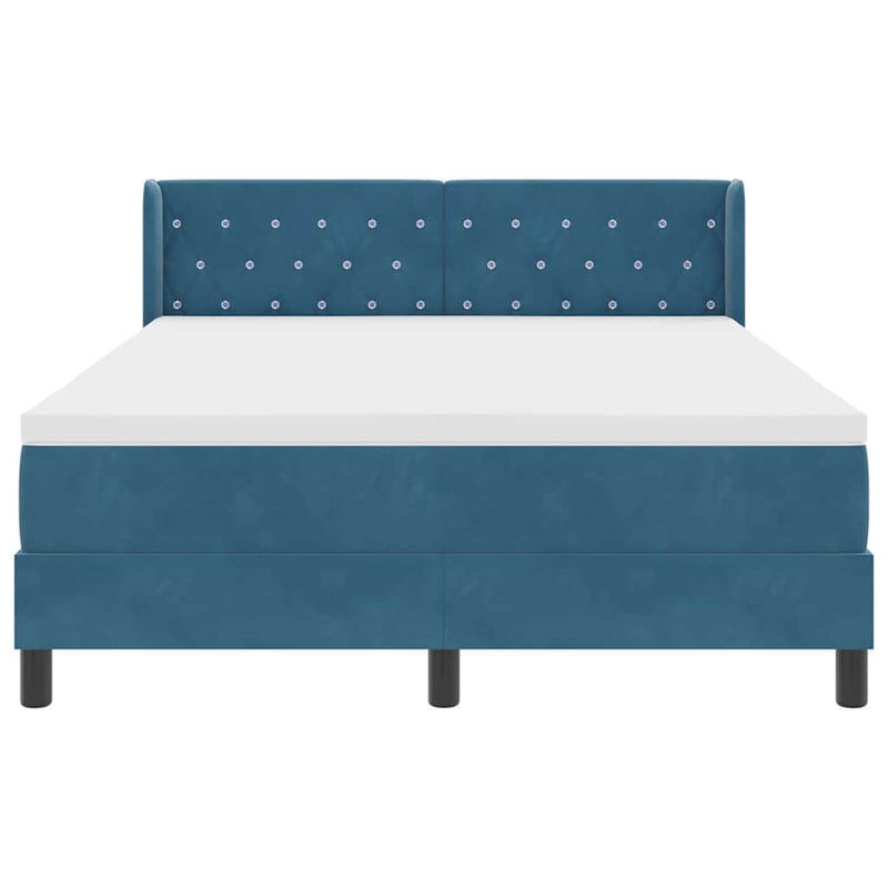 vidaXL Box Spring ágy matraccal fekete 100x200 cm bársonyos Sötétkék