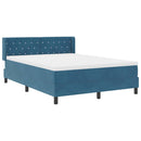 vidaXL Boxrugós ágy fejtámlával Sötét kék 200 x 140 cm Bársony