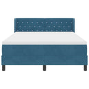 vidaXL Boxrugós ágy fejtámlával Sötét kék 200 x 140 cm Bársony