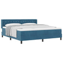 vidaXL Boxrugós ágy fejtámlával Sötét kék 200 x 180 cm Bársony