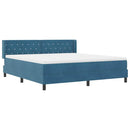vidaXL Boxrugós ágy fejtámlával Sötét kék 200 x 180 cm Bársony