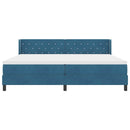 vidaXL Boxrugós ágy fejtámlával Sötét kék 200 x 200 cm Bársony