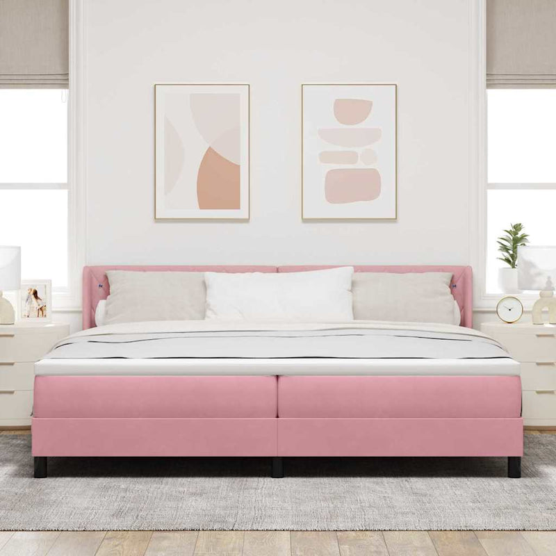 vidaXL Box Spring ágy matraccal fekete 100x200 cm bársonyos Rózsaszín