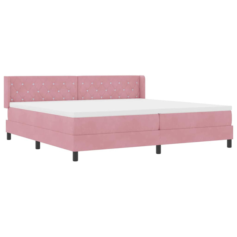 vidaXL Box Spring ágy matraccal fekete 100x200 cm bársonyos Rózsaszín