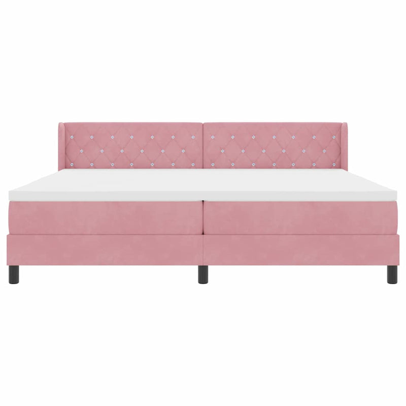 vidaXL Box Spring ágy matraccal fekete 100x200 cm bársonyos Rózsaszín