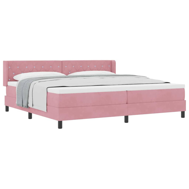 vidaXL Box Spring ágy matraccal fekete 100x200 cm bársonyos Rózsaszín