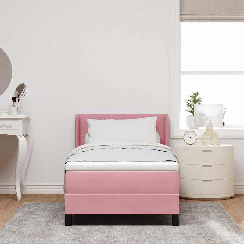 vidaXL Box Spring ágy matraccal fekete 100x200 cm bársonyos Rózsaszín
