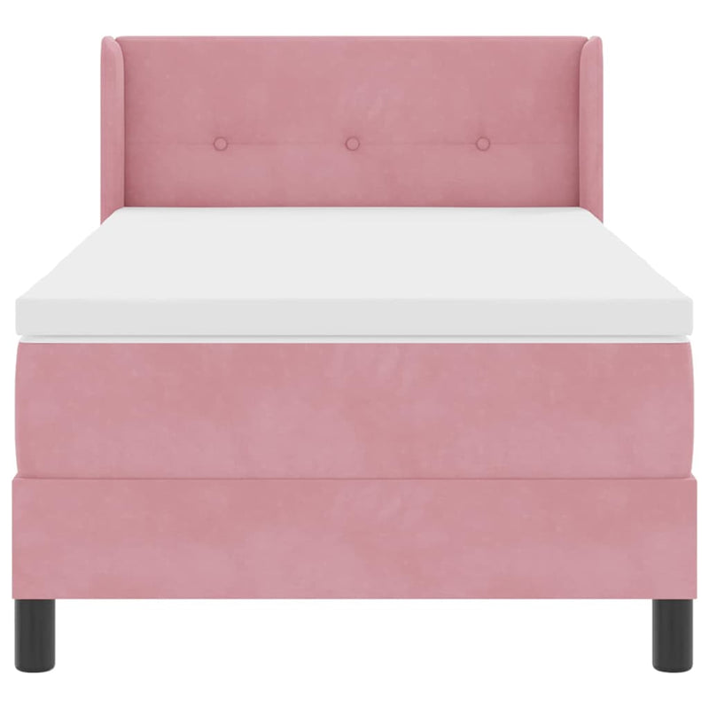vidaXL Box Spring ágy matraccal fekete 100x200 cm bársonyos Rózsaszín