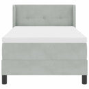 vidaXL Boxrugós ágy fejtámlával Világosszürke 200 x 90 cm Bársony